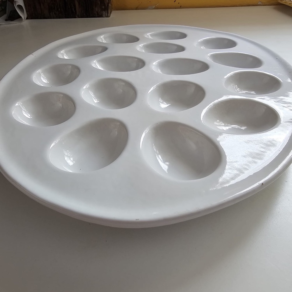 White Ceramic Deviled Egg Serving Platter